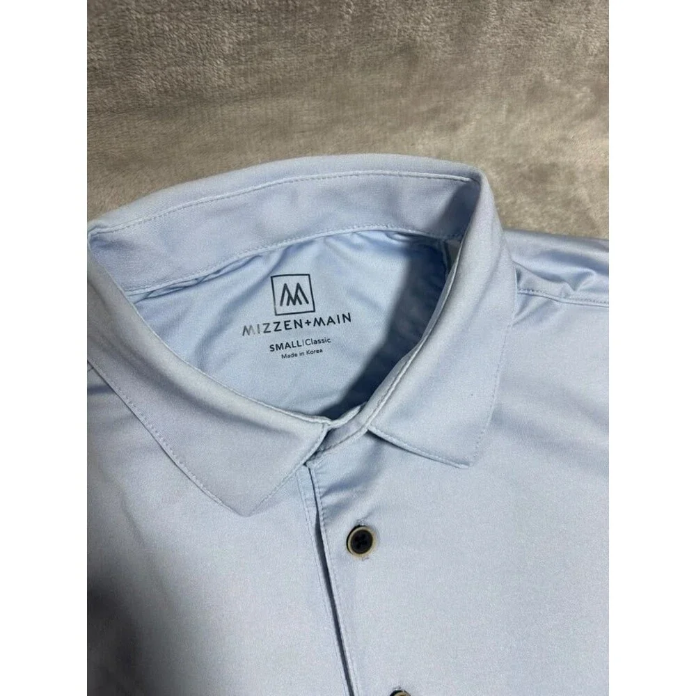 Mizzen Main Polo Shirt Men Small Blue Crab Golf Performance Outdoor Short Sleeve